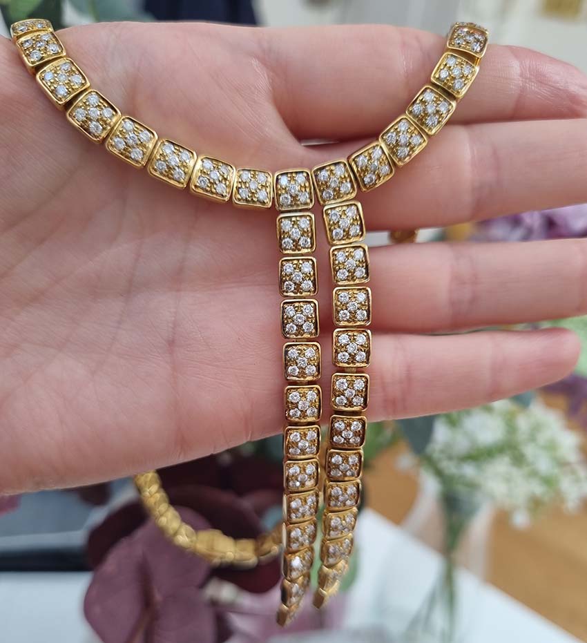 Italian Chimento Diamond Set 18ct Yellow Gold Necklace, 10 carats