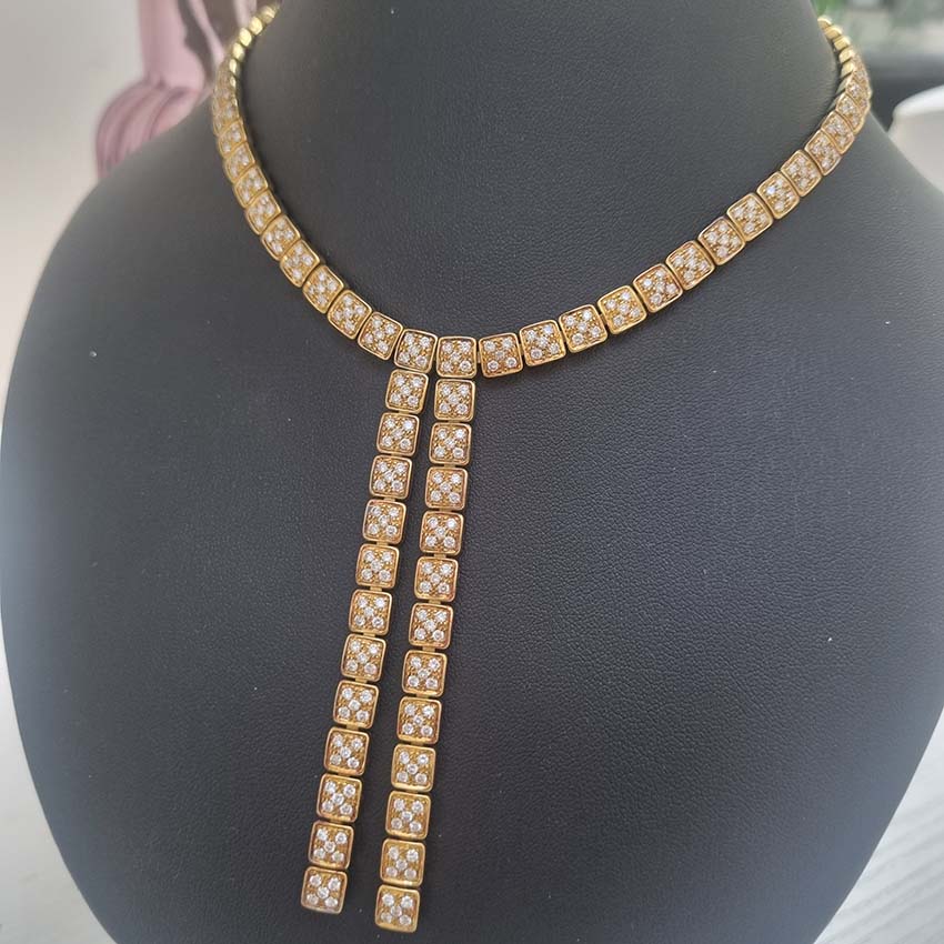 Italian Chimento 10cts Diamond Set 18ct Yellow Gold Necklace Split Pendant Drop