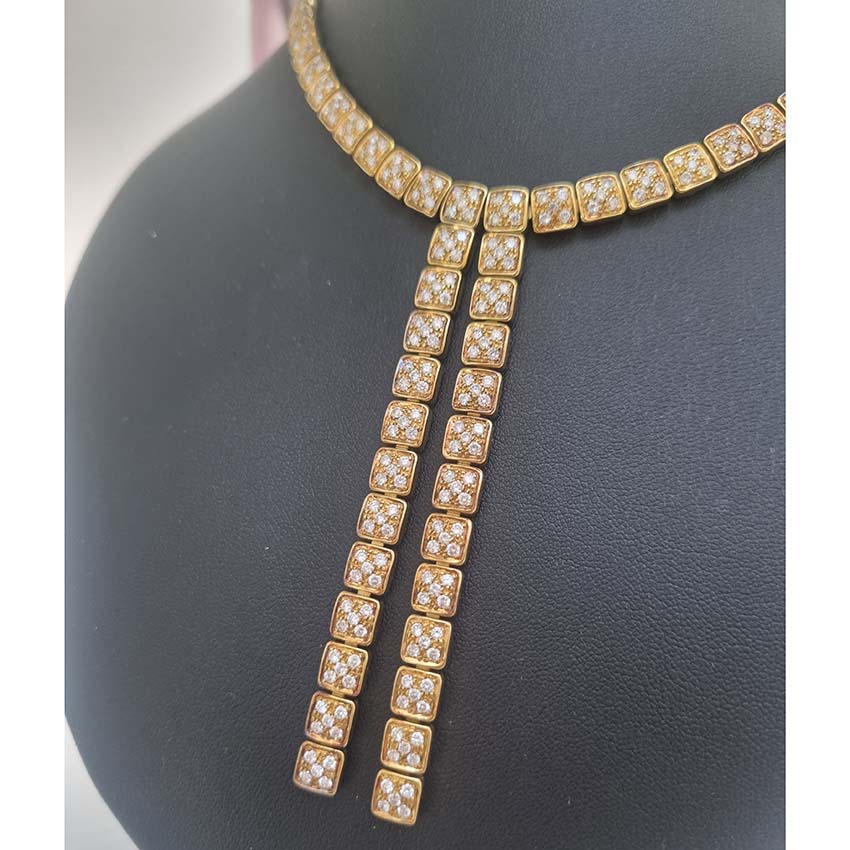 Italian Chimento 10cts Diamond Set 18ct Yellow Gold Necklace Split Pendant Drop