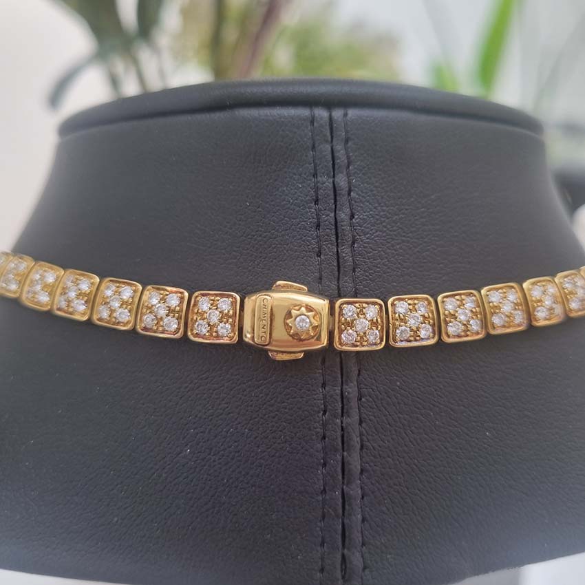 Italian Chimento 10cts Diamond Set 18ct Yellow Gold Necklace Split Pendant Drop