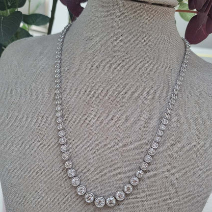12.84ct Bezel Set Diamond Graduated Diamond Collar Line Necklace, 12.84 carats