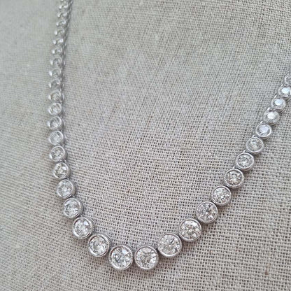 12.84ct Bezel Set Diamond Graduated Diamond Collar Line Necklace, 12.84 carats