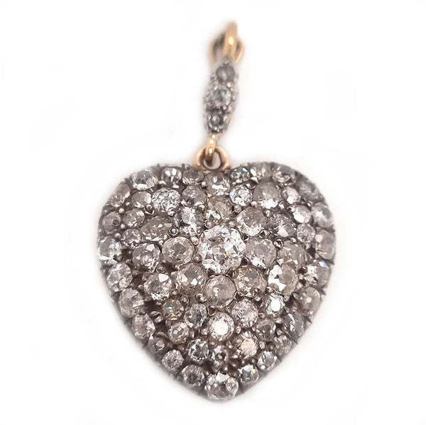 Antique Old Cut Diamond Heart Pendant