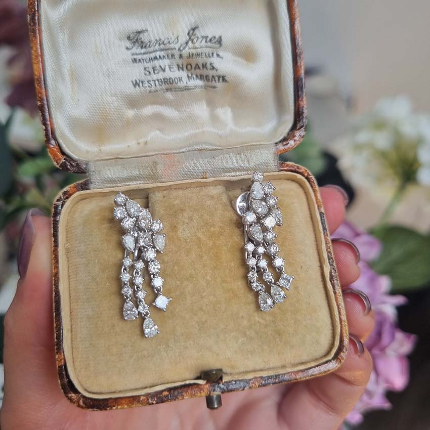 Vintage Diamond Spray Drop Earrings