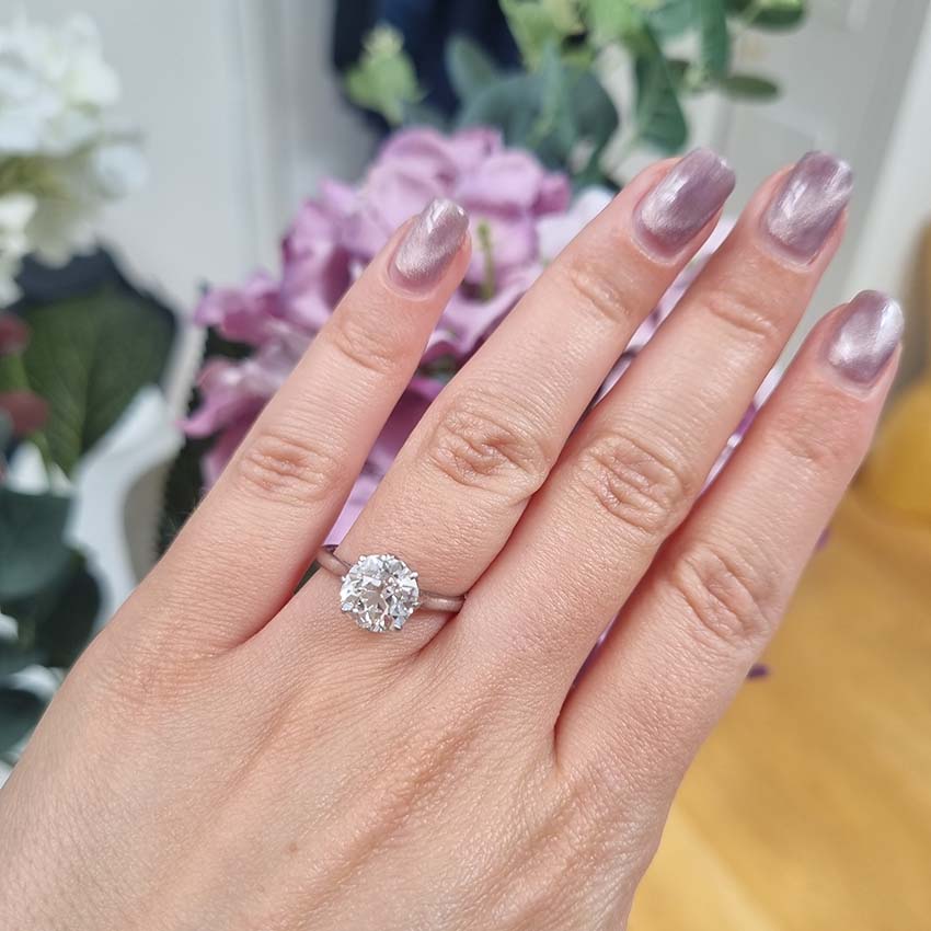 3.10ct Old European Cut Diamond Solitaire Engagement Ring