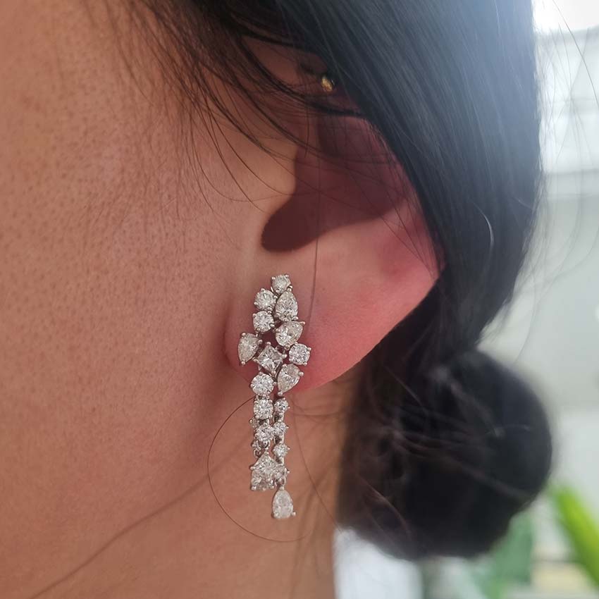 Vintage Diamond Spray Drop Earrings