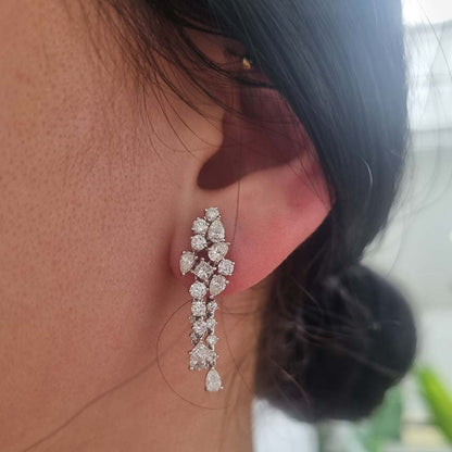 Vintage Diamond Spray Drop Earrings