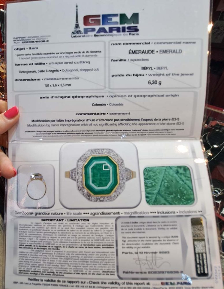 Art Deco Octagonal Colombian Emerald and Diamond Cluster Ring