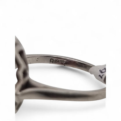 Vintage Black Opal and Diamond Cluster Ring in Platinum