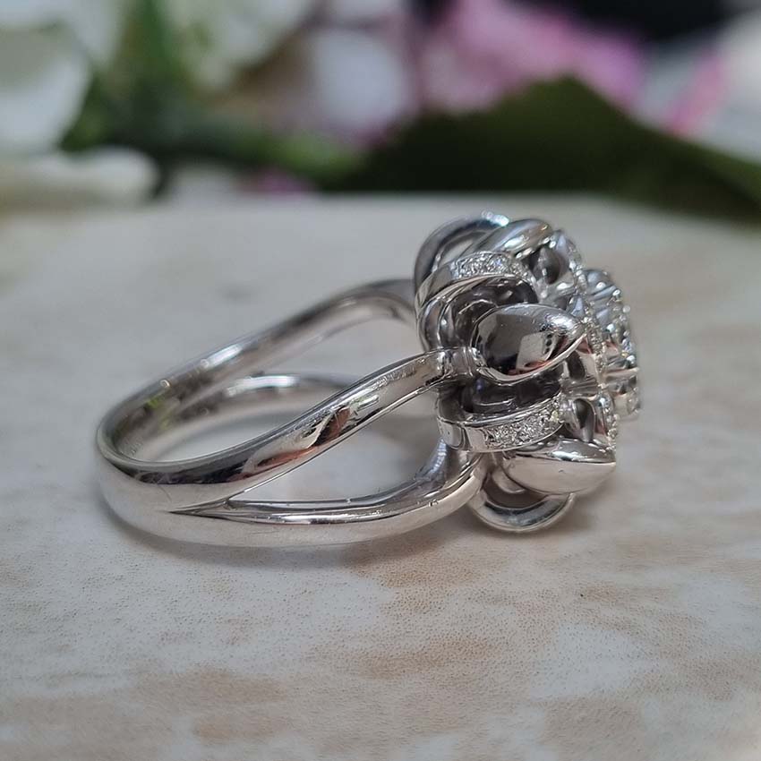 Contemporary 1ct Diamond Flower Cluster Dress Ring