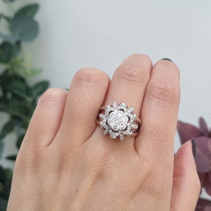 Contemporary 1ct Diamond Flower Cluster Dress Ring