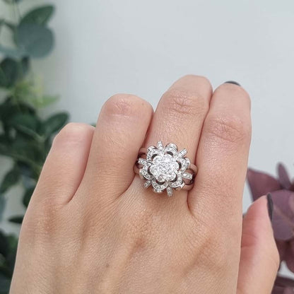 Contemporary 1ct Diamond Flower Cluster Dress Ring
