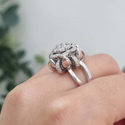 Contemporary 1ct Diamond Flower Cluster Dress Ring