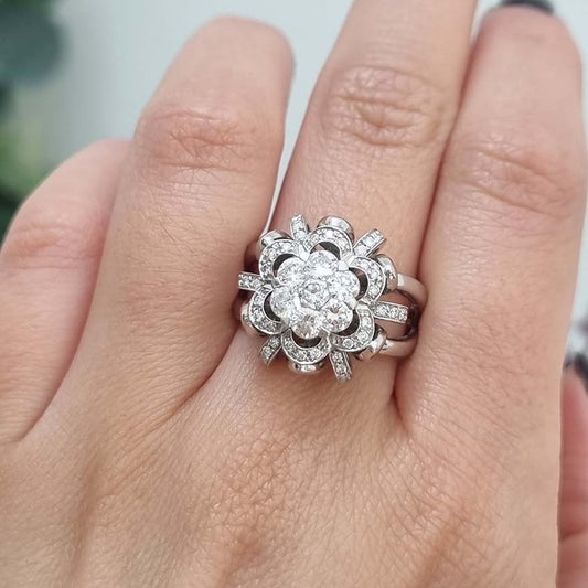 Contemporary 1ct Diamond Flower Cluster Dress Ring