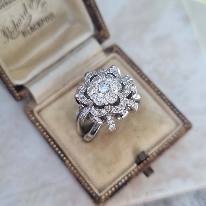 Contemporary 1ct Diamond Flower Cluster Dress Ring