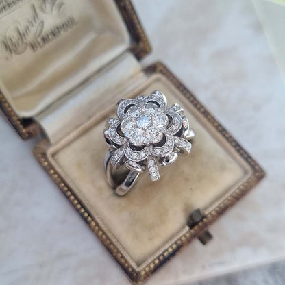 Contemporary 1ct Diamond Flower Cluster Dress Ring