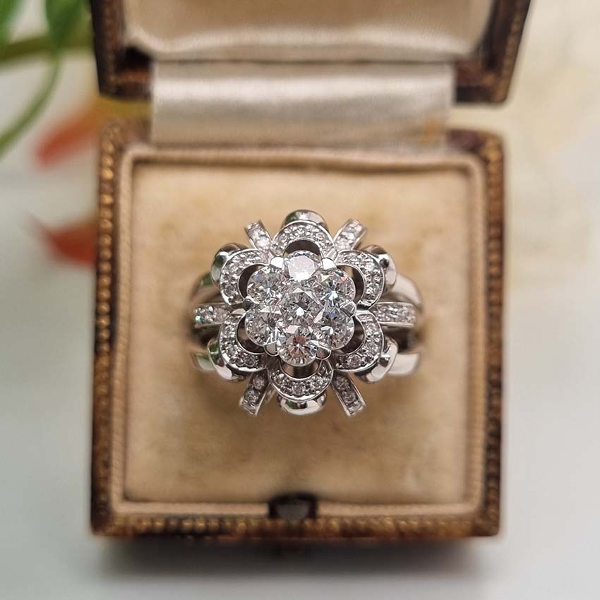 Contemporary 1ct Diamond Flower Cluster Dress Ring