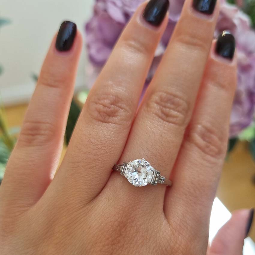 1.50ct Diamond Solitaire Engagement Ring with Baguette Shoulders