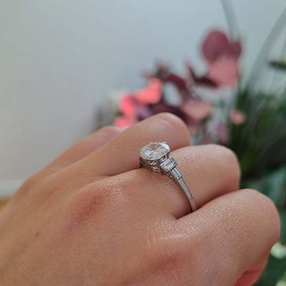 1.50ct Diamond Solitaire Engagement Ring with Baguette Shoulders