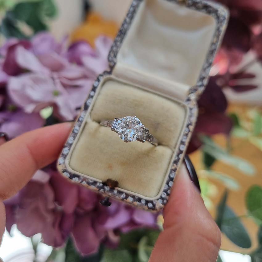 1.50ct Diamond Solitaire Engagement Ring with Baguette Shoulders
