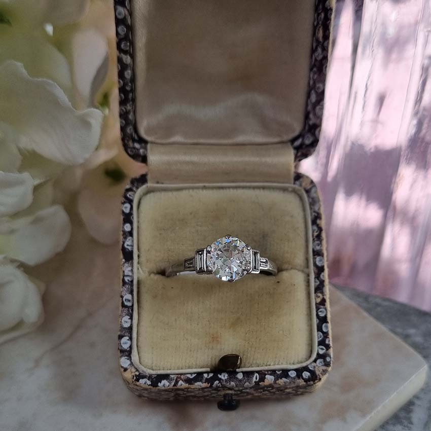 1.50ct Diamond Solitaire Engagement Ring with Baguette Shoulders