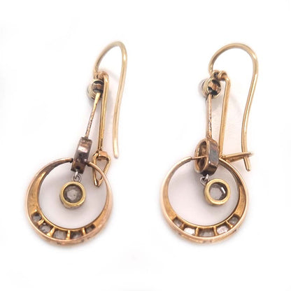 Edwardian Antique Rose Cut Diamond Drop Earrings