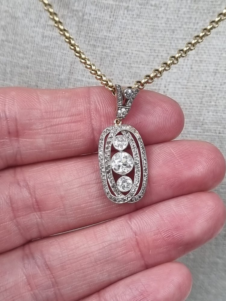 Antique Edwardian Diamond Plaque Pendant