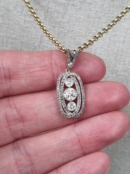 Antique Edwardian Diamond Plaque Pendant