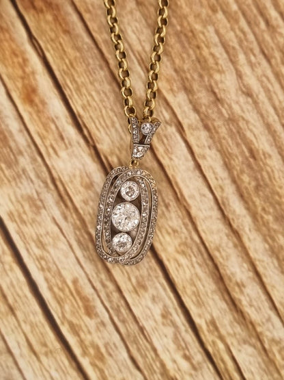 Antique Edwardian Diamond Plaque Pendant