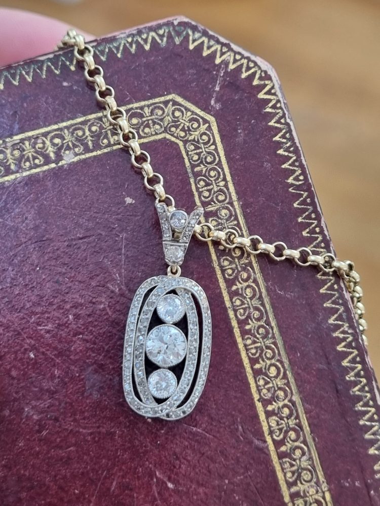 Antique Edwardian Diamond Plaque Pendant