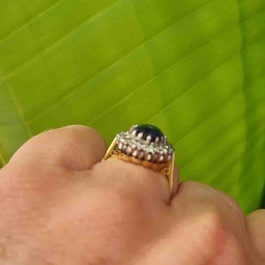 Vintage 3.62ct Sapphire and Diamond Cluster Engagement Ring