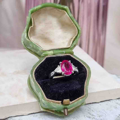 Burma Ruby No Heat 2.60 Carat and Diamond Engagement Ring