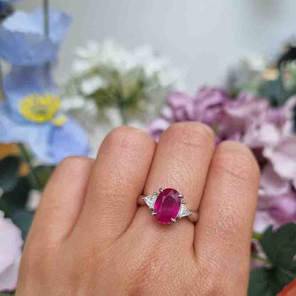 Burma Ruby No Heat 2.60 Carat and Diamond Engagement Ring