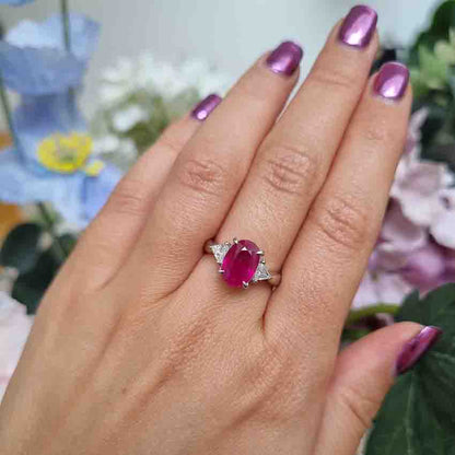 Burma Ruby No Heat 2.60 Carat and Diamond Engagement Ring