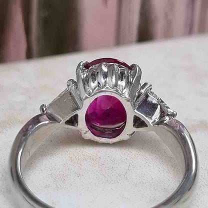 Burma Ruby No Heat 2.60 Carat and Diamond Engagement Ring