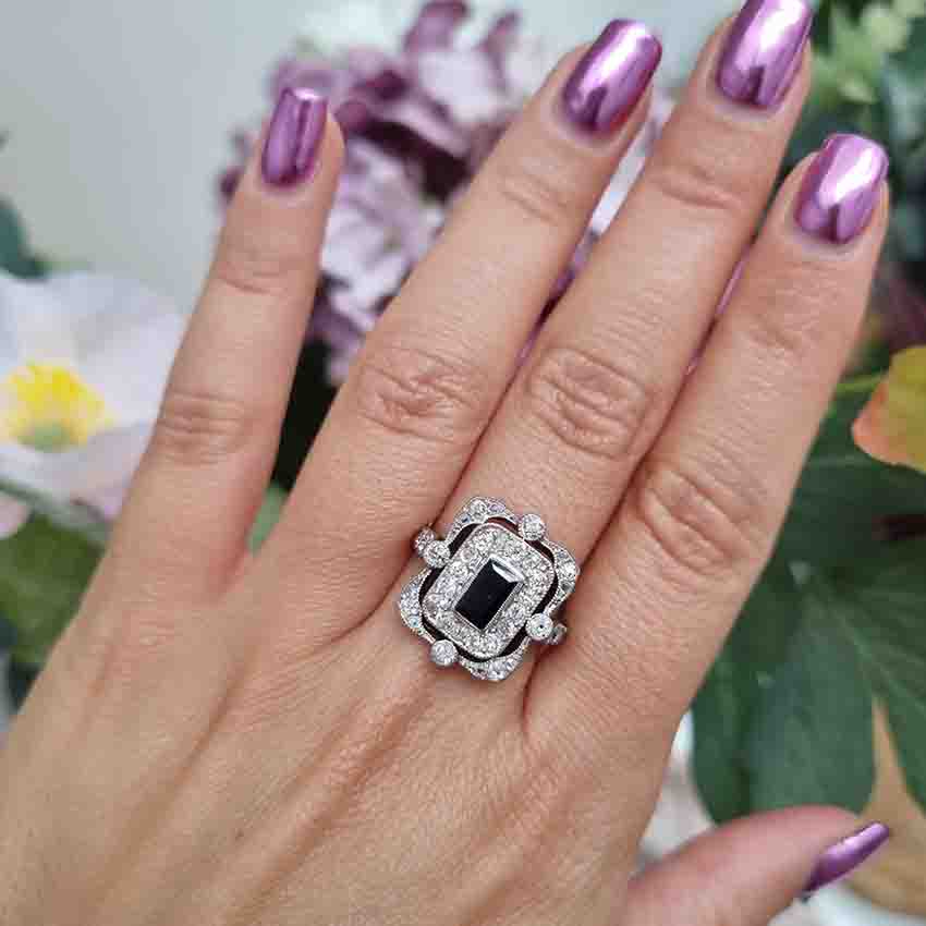 Edwardian Antique Sapphire and Diamond Cluster Dress Ring