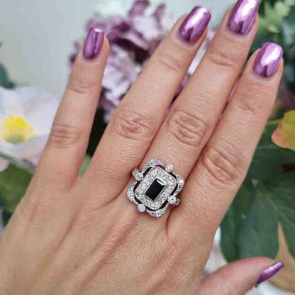 Edwardian Antique Sapphire and Diamond Cluster Dress Ring