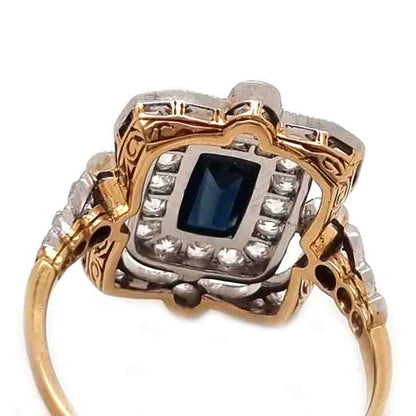 Edwardian Antique Sapphire and Diamond Cluster Dress Ring