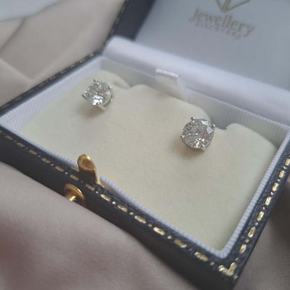 3ct Diamond Solitaire Stud Earrings, 3.01 carats