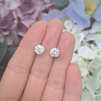 3ct Diamond Solitaire Stud Earrings, 3.01 carats