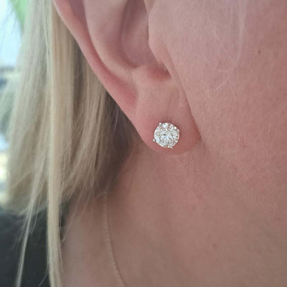 3ct Diamond Solitaire Stud Earrings, 3.01 carats