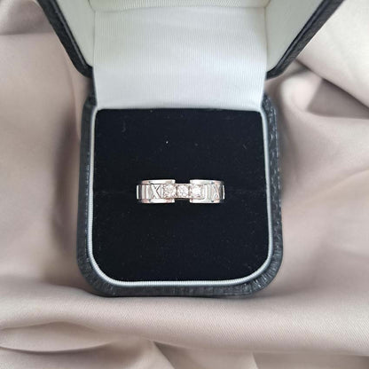 Vintage Tiffany and Co Atlas White Gold Ring with Diamonds