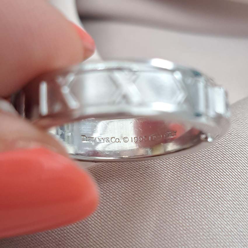 Vintage Tiffany and Co Atlas White Gold Ring with Diamonds