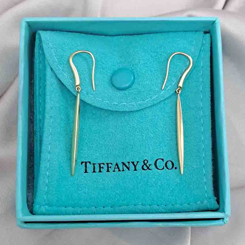 Tiffany and Co Yellow Gold Feather Earrings