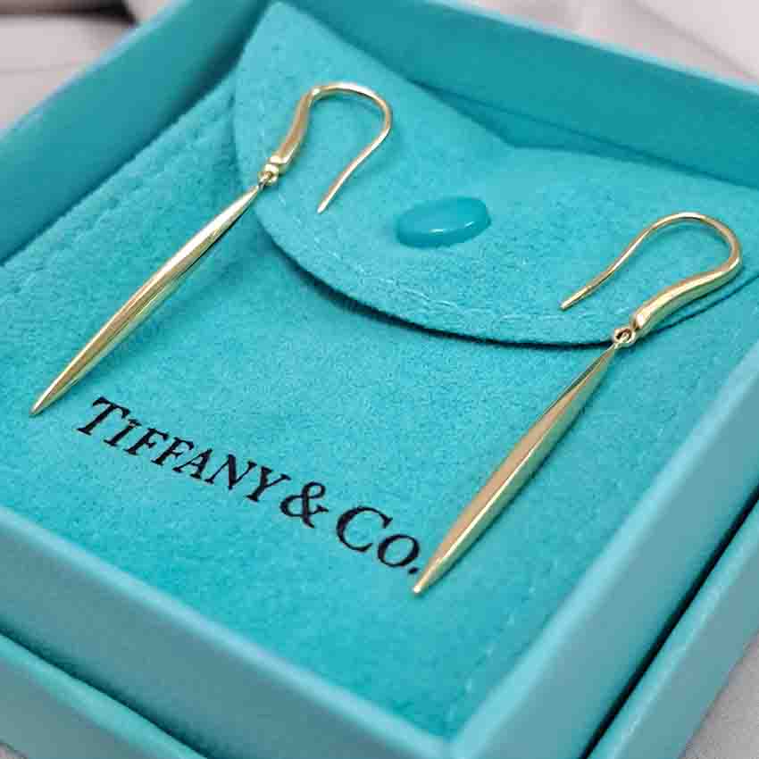 Tiffany and Co Yellow Gold Feather Earrings