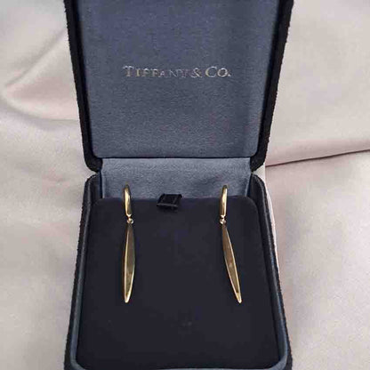 Tiffany and Co Yellow Gold Feather Earrings