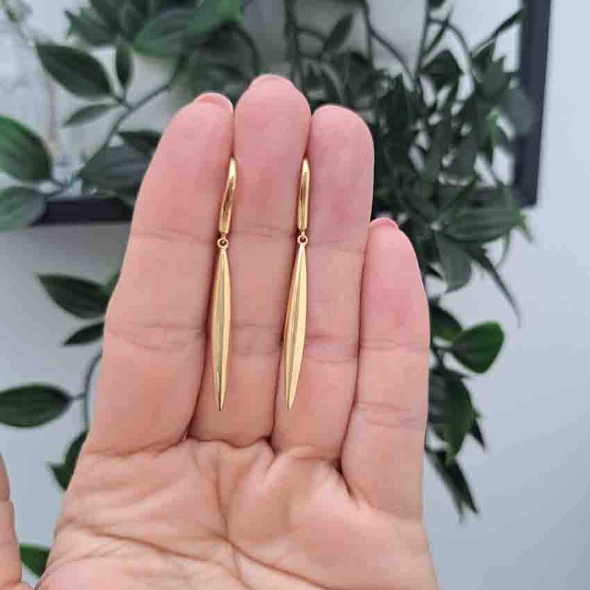 Tiffany and Co Yellow Gold Feather Earrings