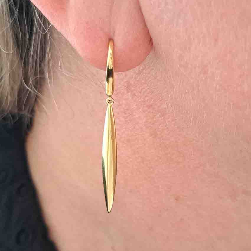 Tiffany and Co Yellow Gold Feather Earrings