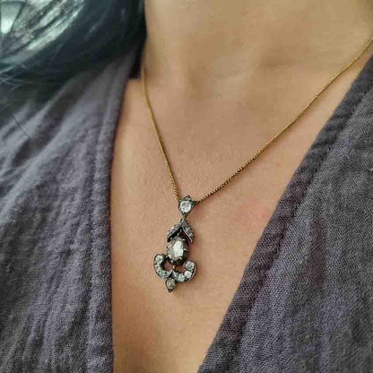 Antique 1ct Rose Cut Diamond Pendant, 1.60 carat total