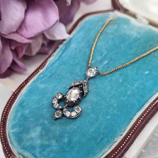 Antique 1ct Rose Cut Diamond Pendant, 1.60 carat total